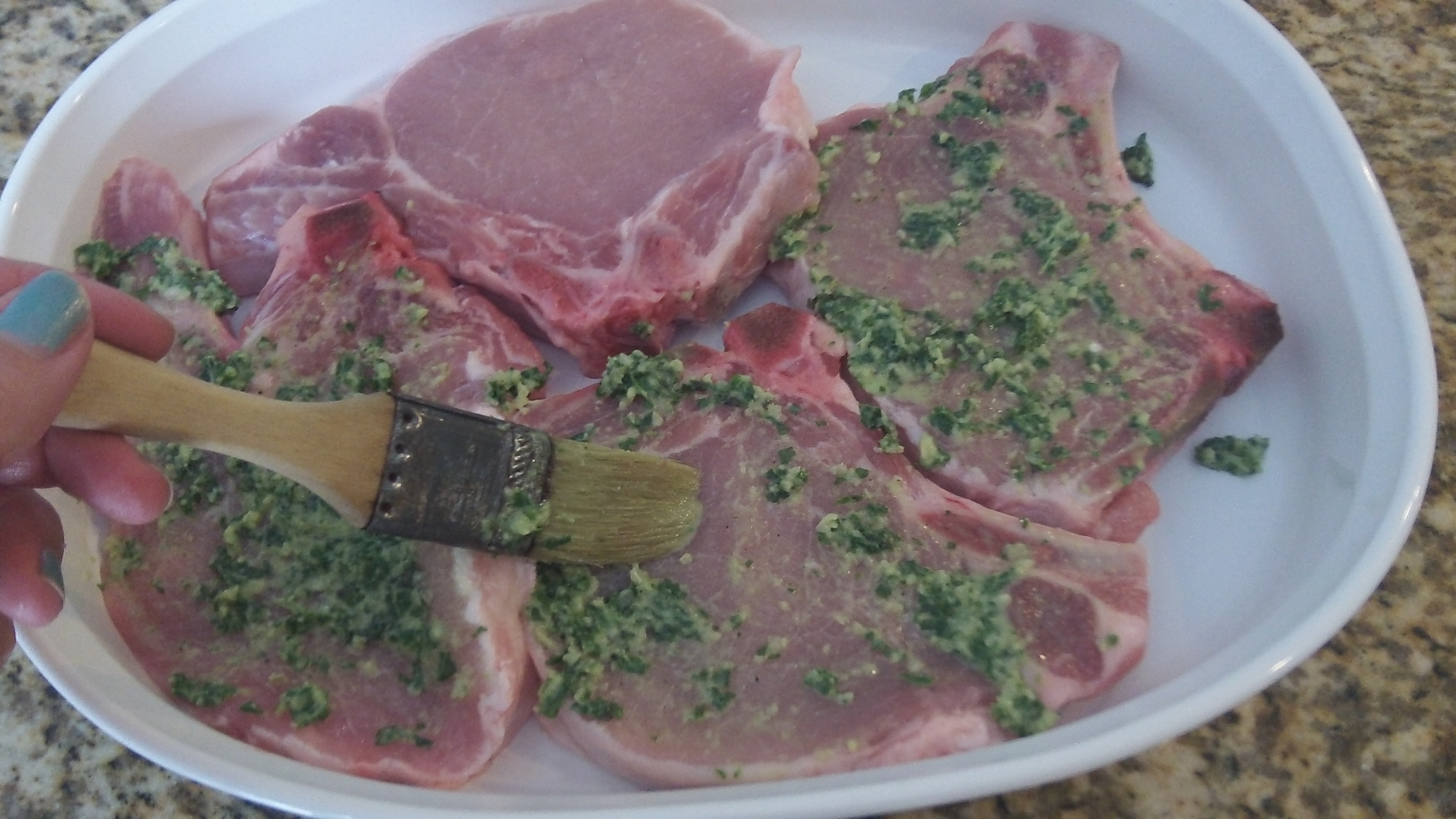 Grilled Pork Chops with Garlic-Basil Rub! | sharisabe